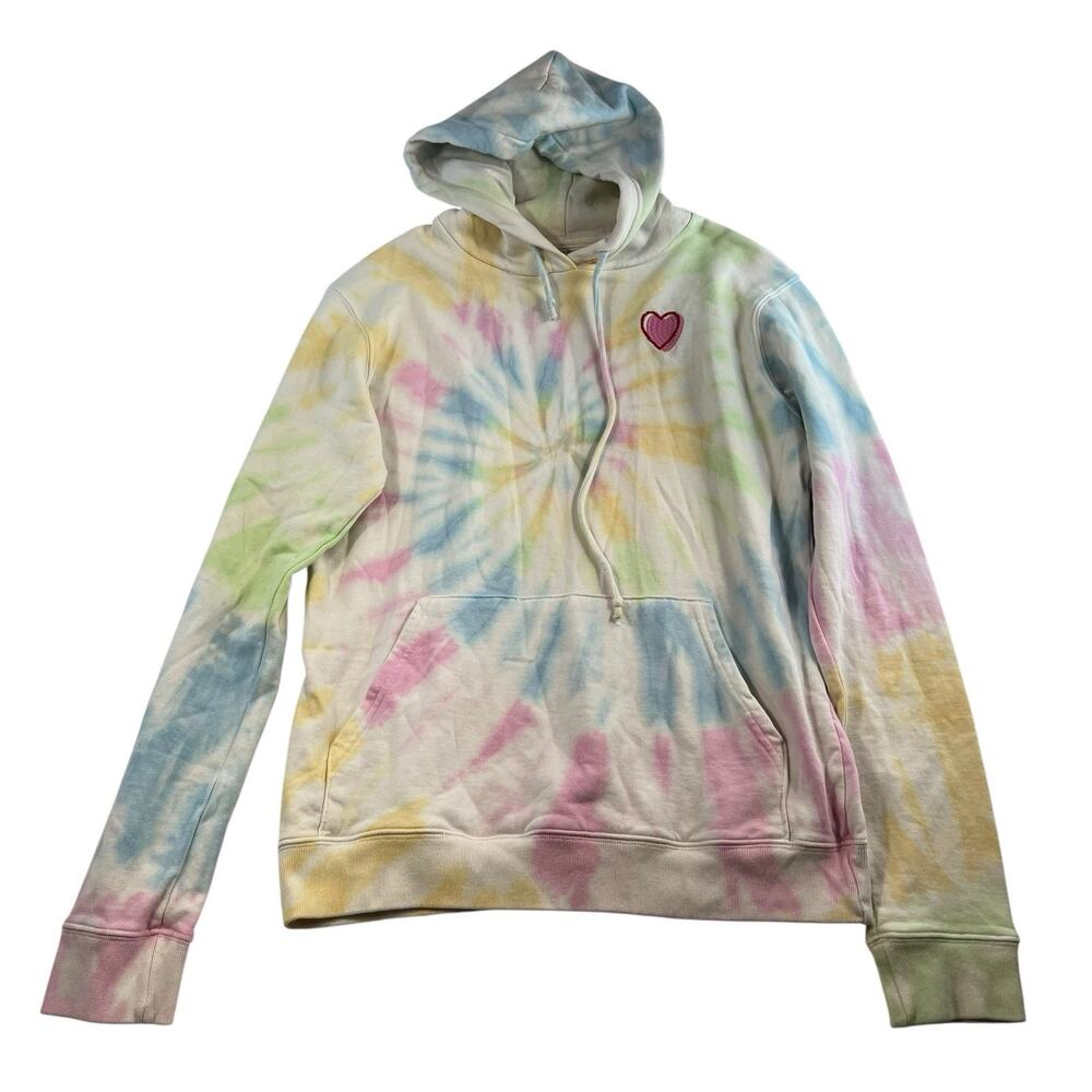 Roller Rabbit S Small Tie Dye Heart Love Hoodie Sweatshirt Embroidered USA Made